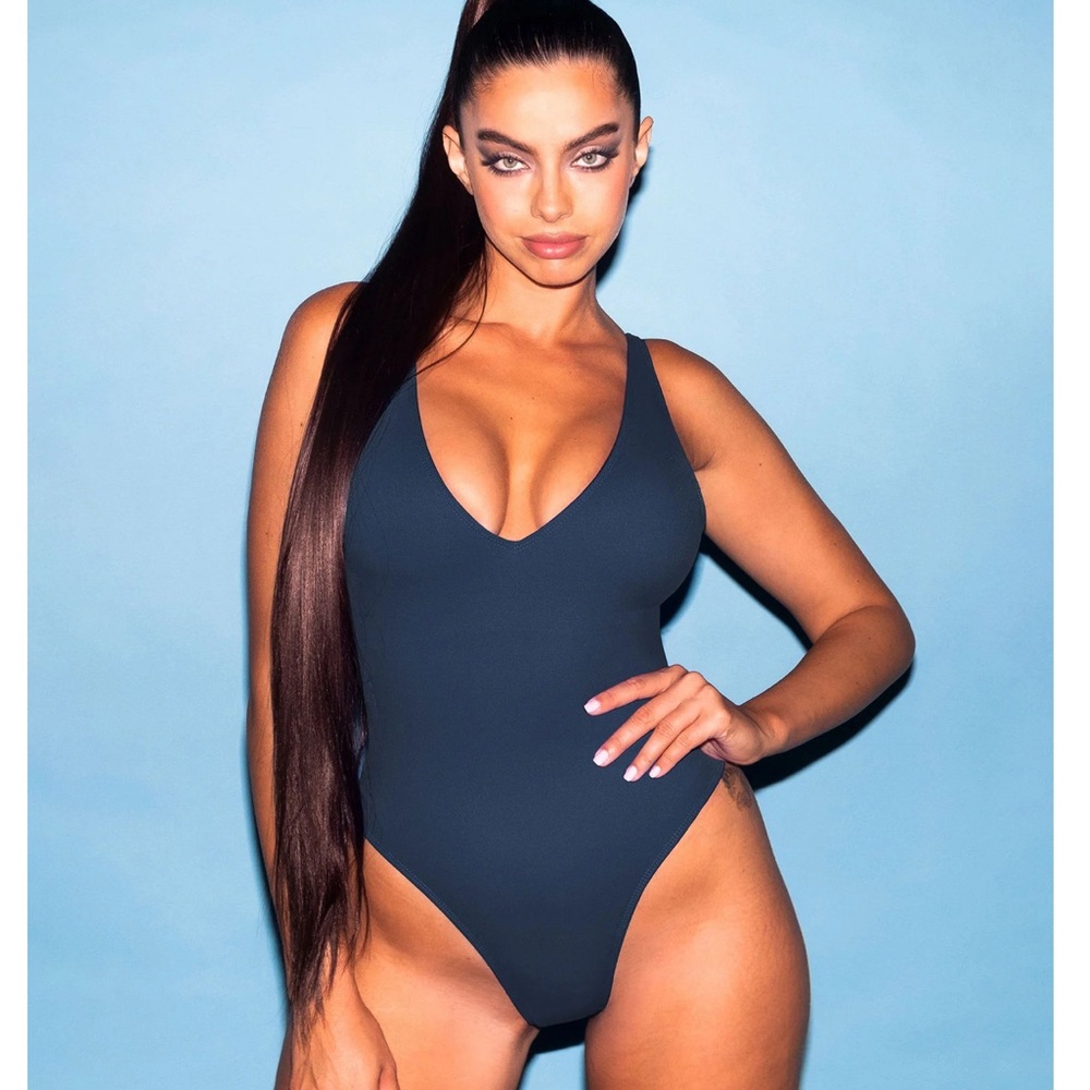 TA3 Swim High Cut Plungey one piece bikini